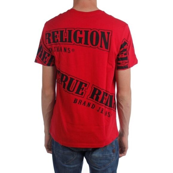 True Religion Men's True Verb Scatter Tee T-Shirt - Ruby Red - Picture 8 of 11
